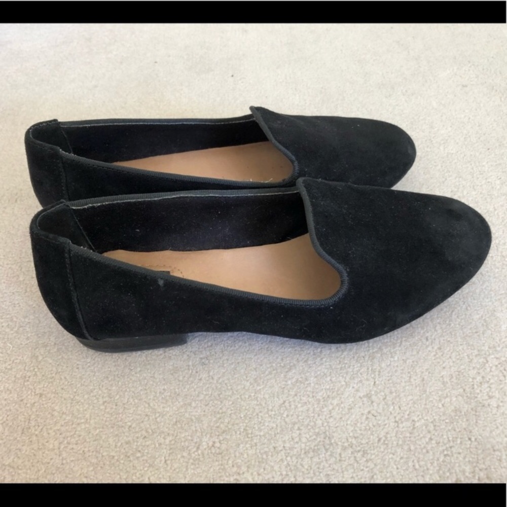 Black suede loafers 6.5